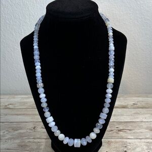 Jay King Vintage Blue Lace Agate Stone Beaded Necklace stamped DTR 925